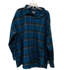 Sir William Big Man Shirt Button Up Long Sleeve Blue Black Plaid‎ Size 8X